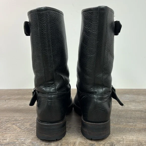 Frye Black Leather Mid-Calf Heeled Boots - Picture 3 of 10